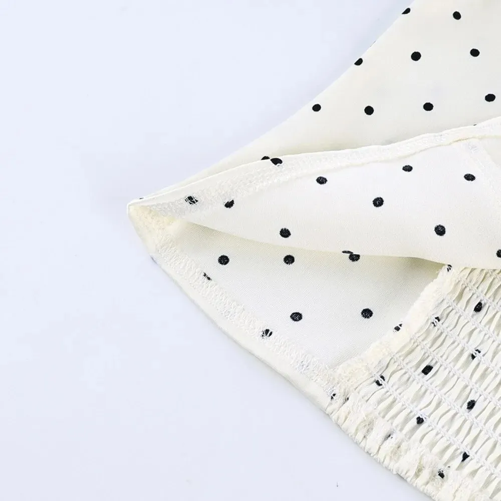 Sexy Spaghetti Strap Polka Dot Tank Top Square Neck Slim Cropped Sleeveless Silk Vest Off-shoulder Lace Camis Female — image 5