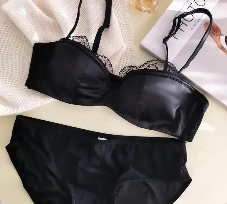 Thin section half cup underwear set panties small breasts gathered large size lingerie ultra-thin sexy lace girls bra new — image 7