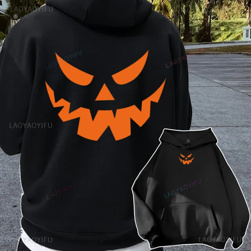 Halloween Pumpkins Hoodies Casual Long Sleeves Hooded Interesting Pumpkin FaceSweatshirts Cool Halloween Men Women Pullover Tops