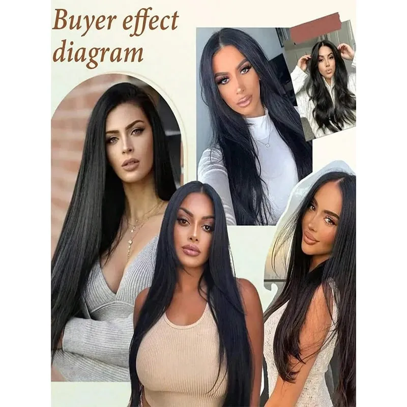 Extra Long Straight 5 Clips Hair Extension Clip In Extensions Hairpieces For Women Synthetic Natural Straight Clip Hair Piece