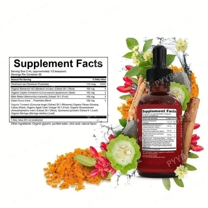 Berberine Chromium Turmeric Ginseng Liquid Drops 60ml Organic Herbal Supplement Daily Wellness Balance Support for Adults — image 6