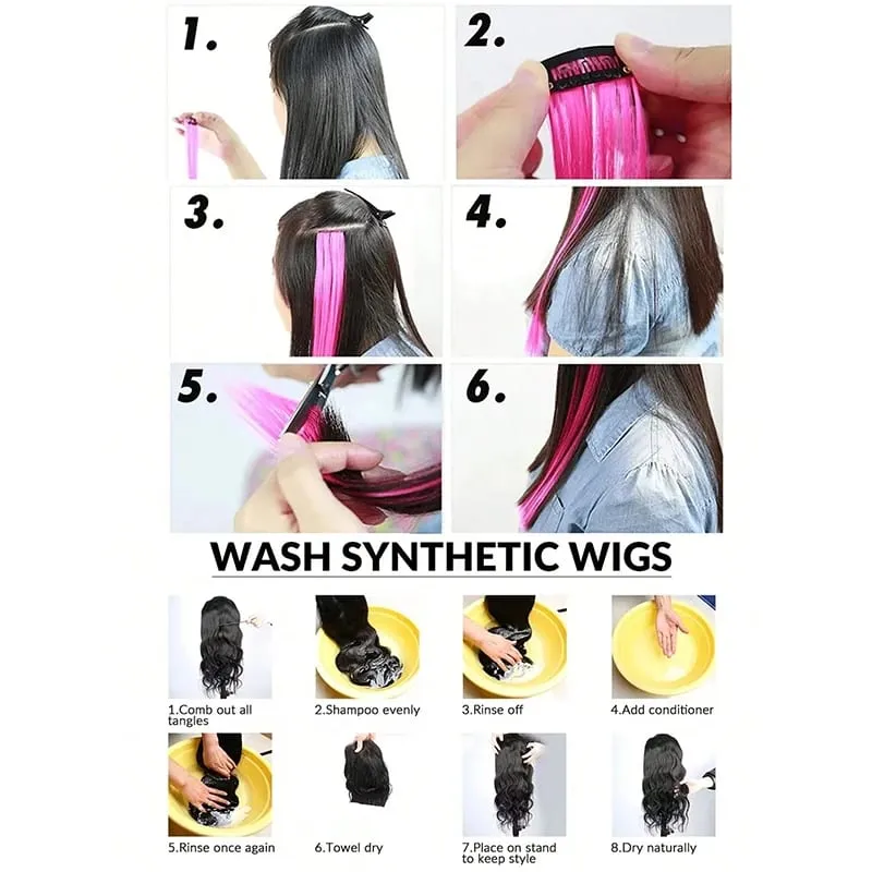 3Pcs Leopard Print Hair Extensions Synthetic Stripe Printed Hair Piece Colorful Long Straight Clip In Hair For Women Girls Party — image 5