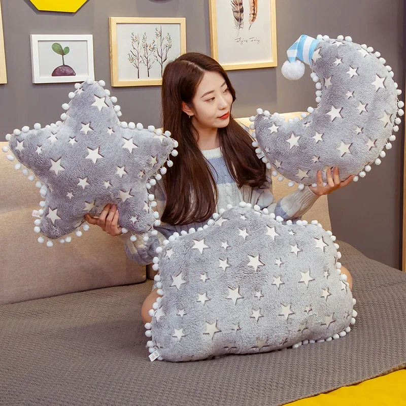 INS-almohada suave de la serie Sky de felpa con nube luminosa, Luna y estrella, juguetes de peluche Kawaii para niños, juguetes para bebés, regalo para niñas — image 2