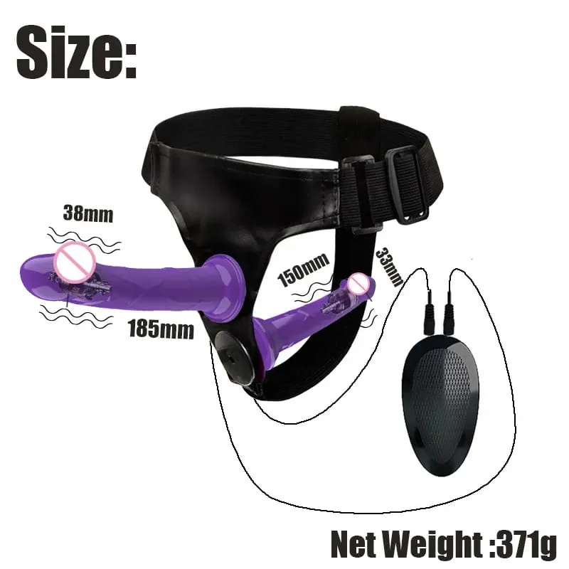 Vibrating Double Penetration Strap On Dildo Harness Adjustable Belt Dual Ended Anal Plug Sex Toy for Couples Remote Control A — image 2
