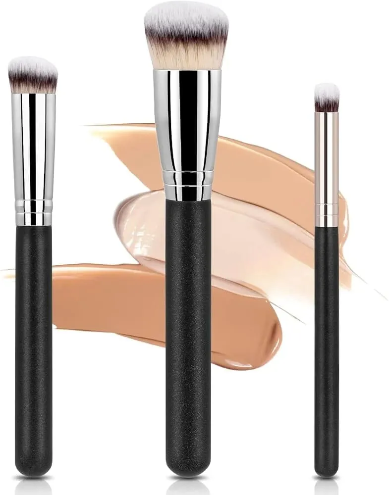 3-piece foundation brush set includes brushes suitable for liquid foundation and professional Kabuki foundation brushes which c — image 5