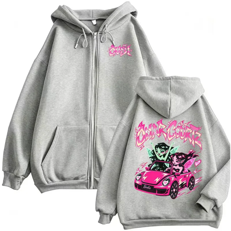 Omar Courtz Por Si Manana No Estoy Tour Zipper Hoodies Men's Harajuku Hip Hop Sweatshirts Jacket Casual Fleece Zip Up Pullovers