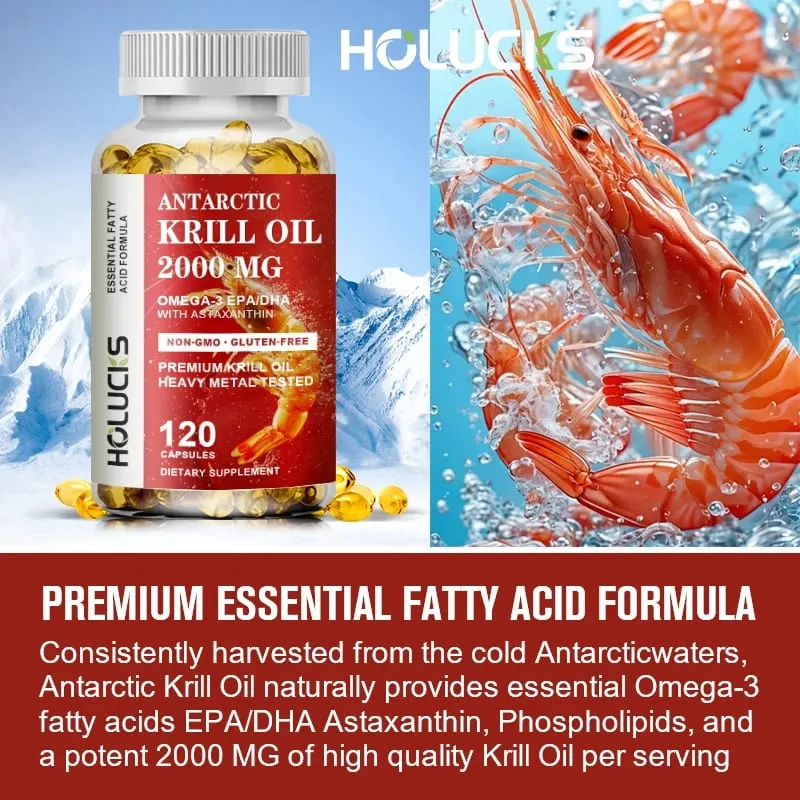 Buy 1 Get 1 Free! Pure Antarctic Krill Oil 2000mg Supplement with Astaxanthin for Heart & Brain Health Healthy Aging Non-GMO — image 3