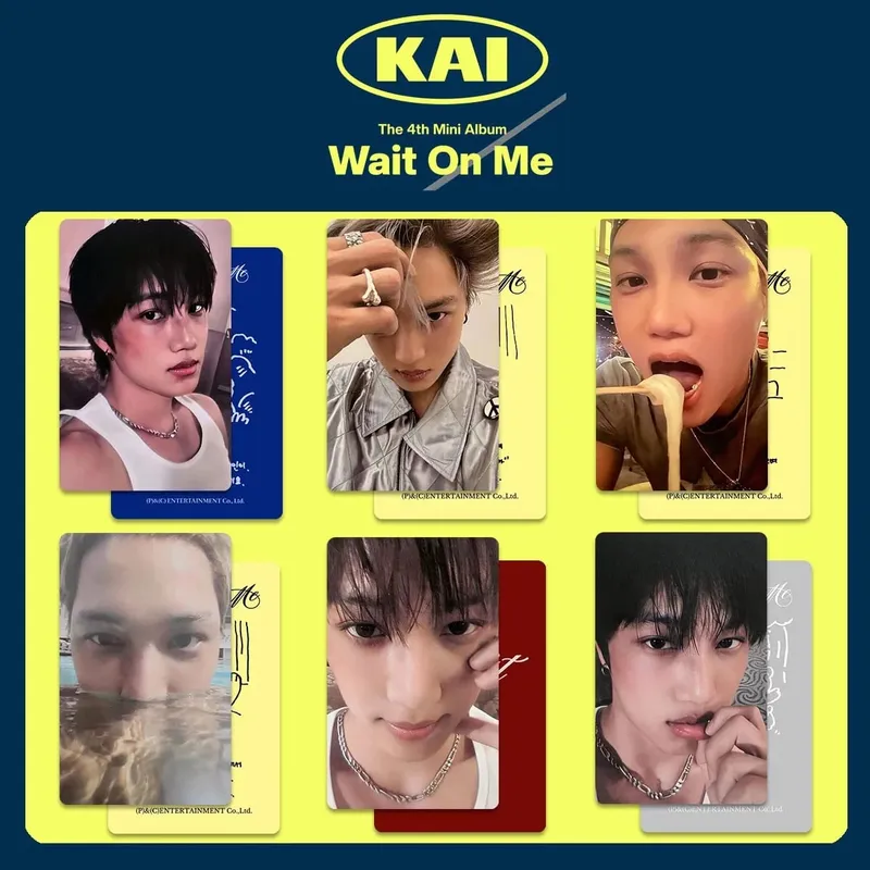 5/6PCS Kpop Hot Idol Group EXO Member KAI New Album "Wait On Me" HD Photocards Kim JongIn High Quality Fans Collect Small Cards — image 2