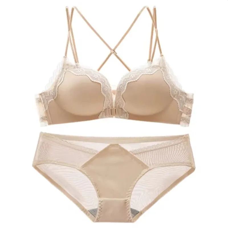 Bestselling Leopard Print Sexy Lingerie Set for Women Front Closure Push Up Bra Lift Up Support Comfort Daily Intimates Wear