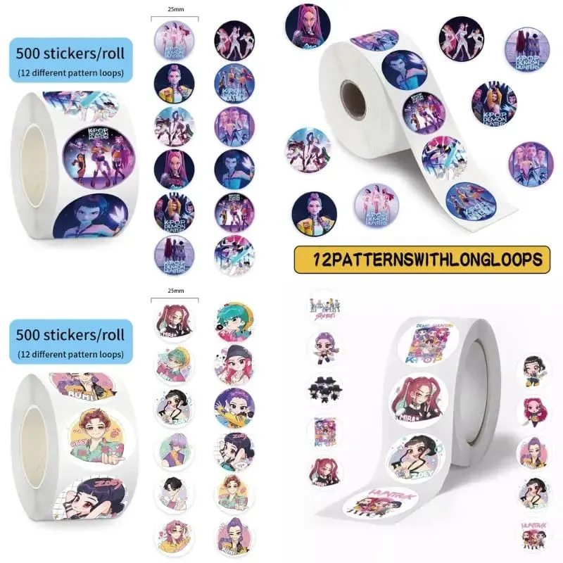 NEW 500pcsRoll Popular Anime KPop Stickers Tiger Theme DIY Waterproof Decals for Scrapbook Phone Luggage Skateboard Laptop Decor — image 2