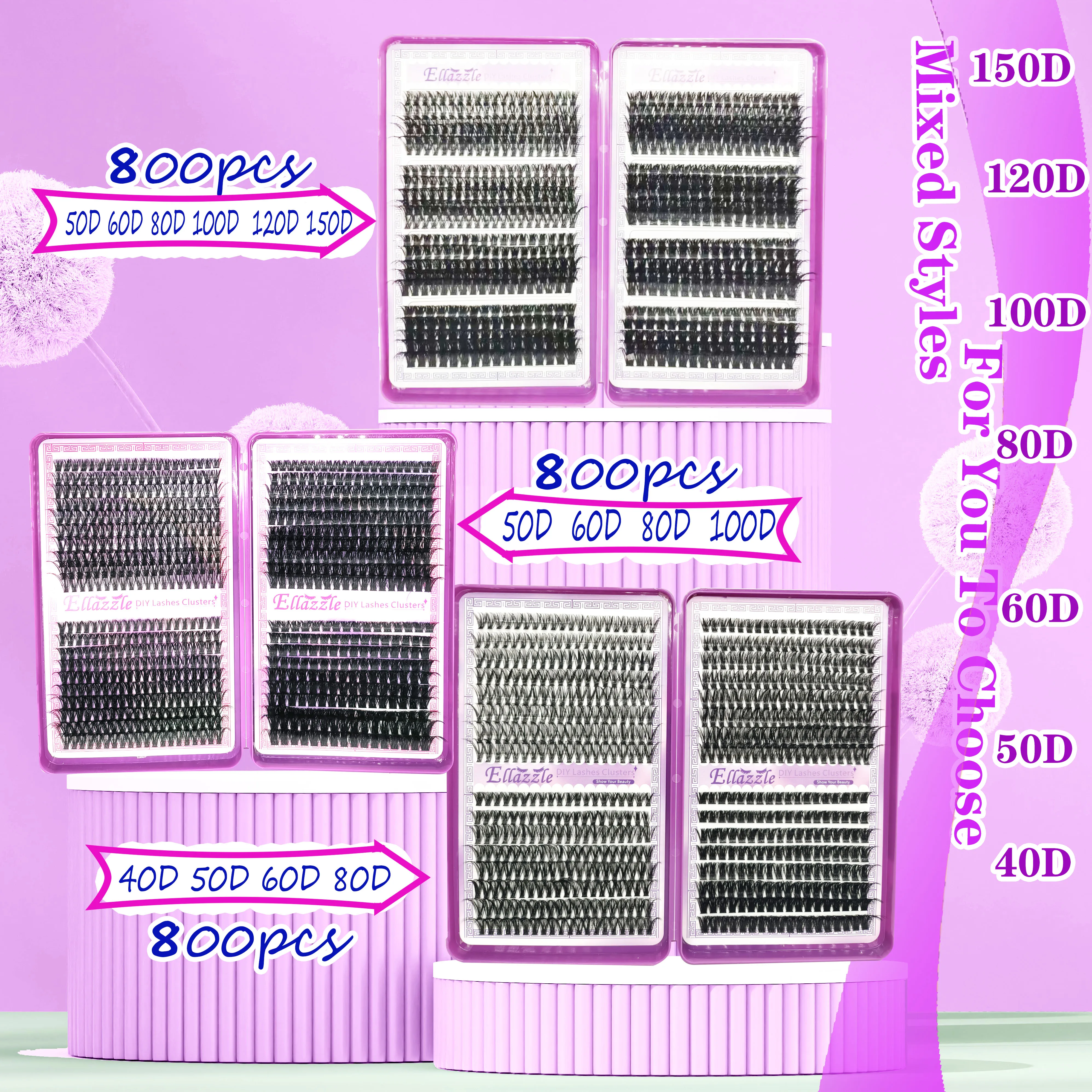 40D-150D Lashes Cluster DIY Lash Extension Mixed Tray Clusters Eyelashes Fluffy Volume Individual Lashes Cat Eye Lash Extension — image 2