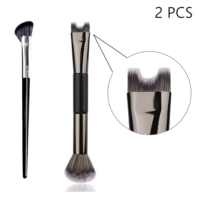 2 PCS Makeup Brushes U-Shaped Makeup Brush & Nose Shadow Brush