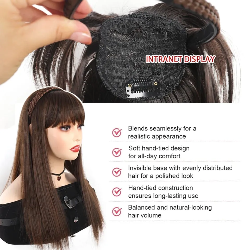 Synthetic Topper for Women Long Water Wave Top Clip Topper Hair Extensions Cover Thinning Hair Grey Hair Increase Volume — image 5