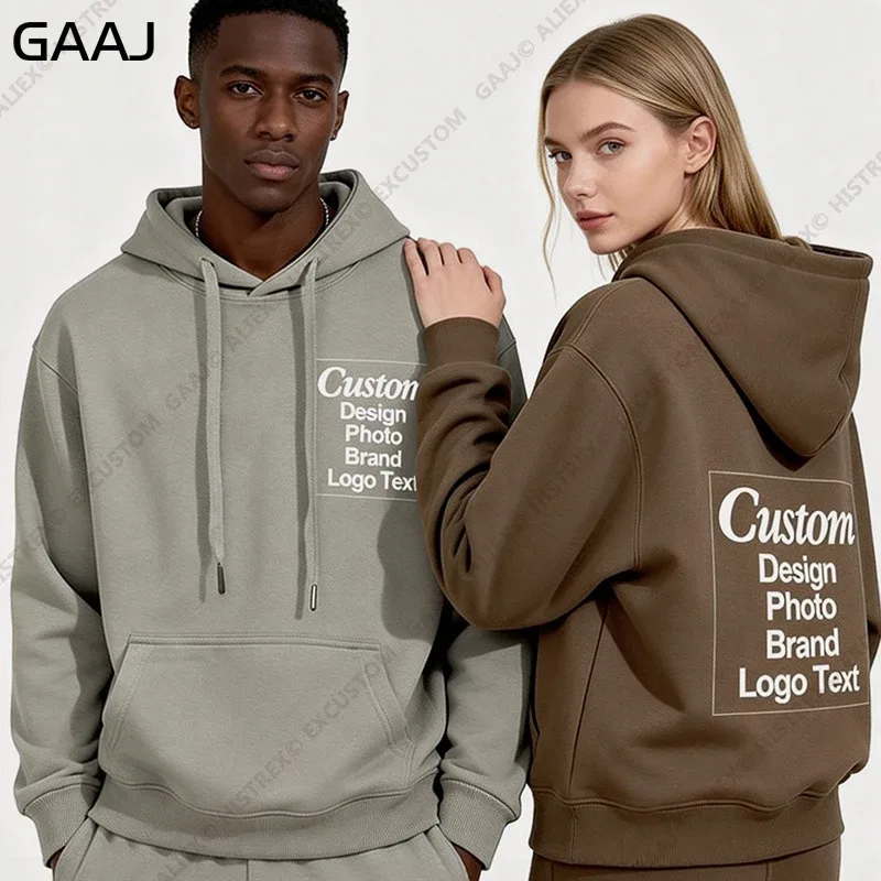 High Quality Custom Hoodie Cotton Sweatshirt Print Embroidery Brand Logo Text Photo Design Men Women Famliy Team Clothing 300g — image 27