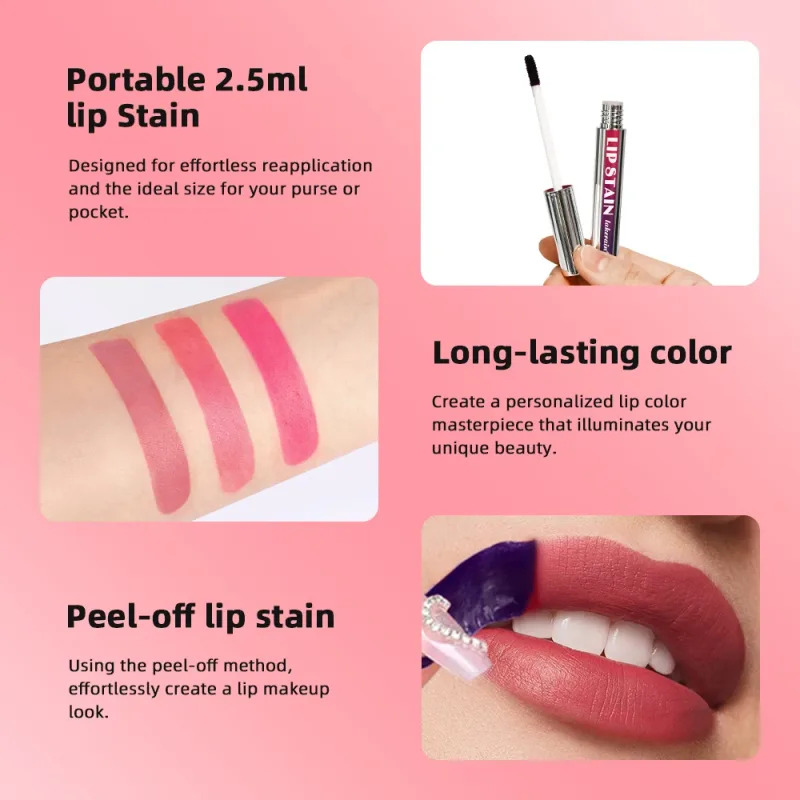 Peel Off Lip Stain Long Lasting Waterproof Reveal Lip Tint Transfer Proof Pink Red Non-stick Cup Lip Stain Makeup Cosmetics — image 3