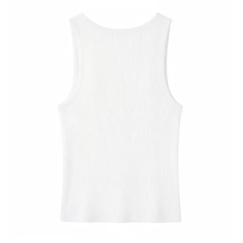 Women's Sleeveless Tank Top - Chili Embroidery Round Neck Ribbed Vest 2026 Summer Sweet Casual — image 3