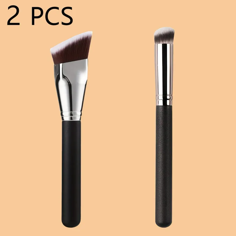 2 PCS Makeup Brushes Rectangular Foundation Brush & Concealer Brush for Contouring Blending Powder/ Foundation Application