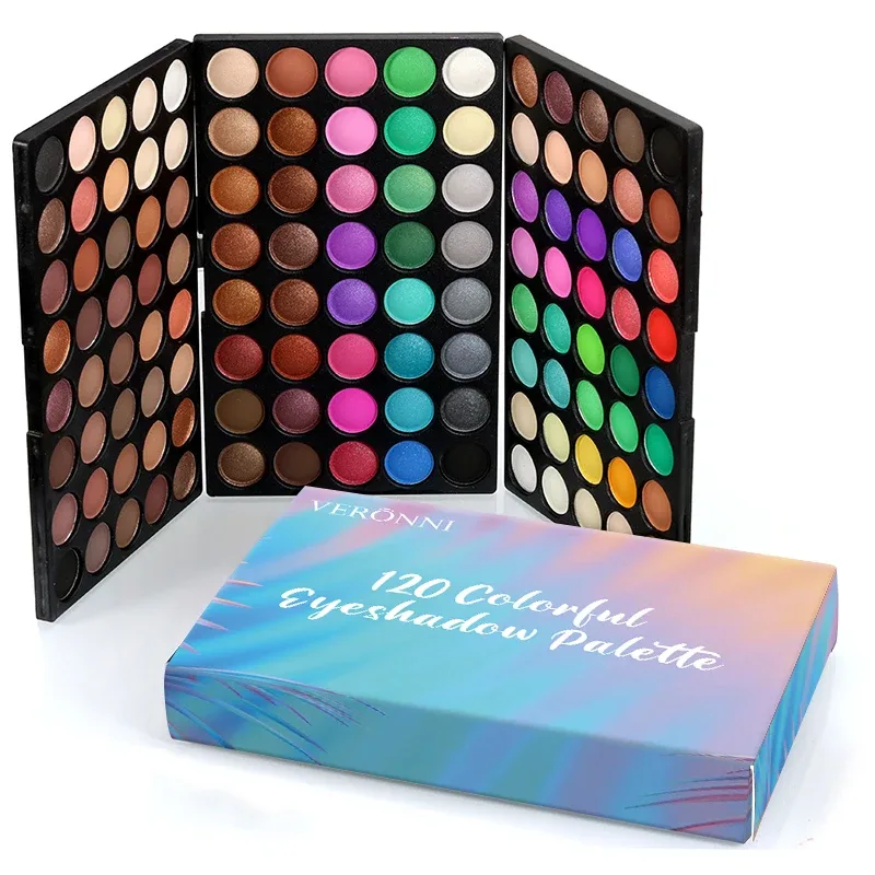 120 Colors 3-Layer Eyeshadow Palette All-in-One Matte & Shimmer Makeup Kit Long-Lasting Highly Pigmented Cosmetic Gift