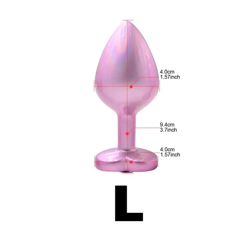 Crystal Diamond Heart Base Metal Butt Plug 3 Sizes Anal Plug Anal Trainer for Beginners Unisex Prostate Massage Adult Sex Toys — image 9
