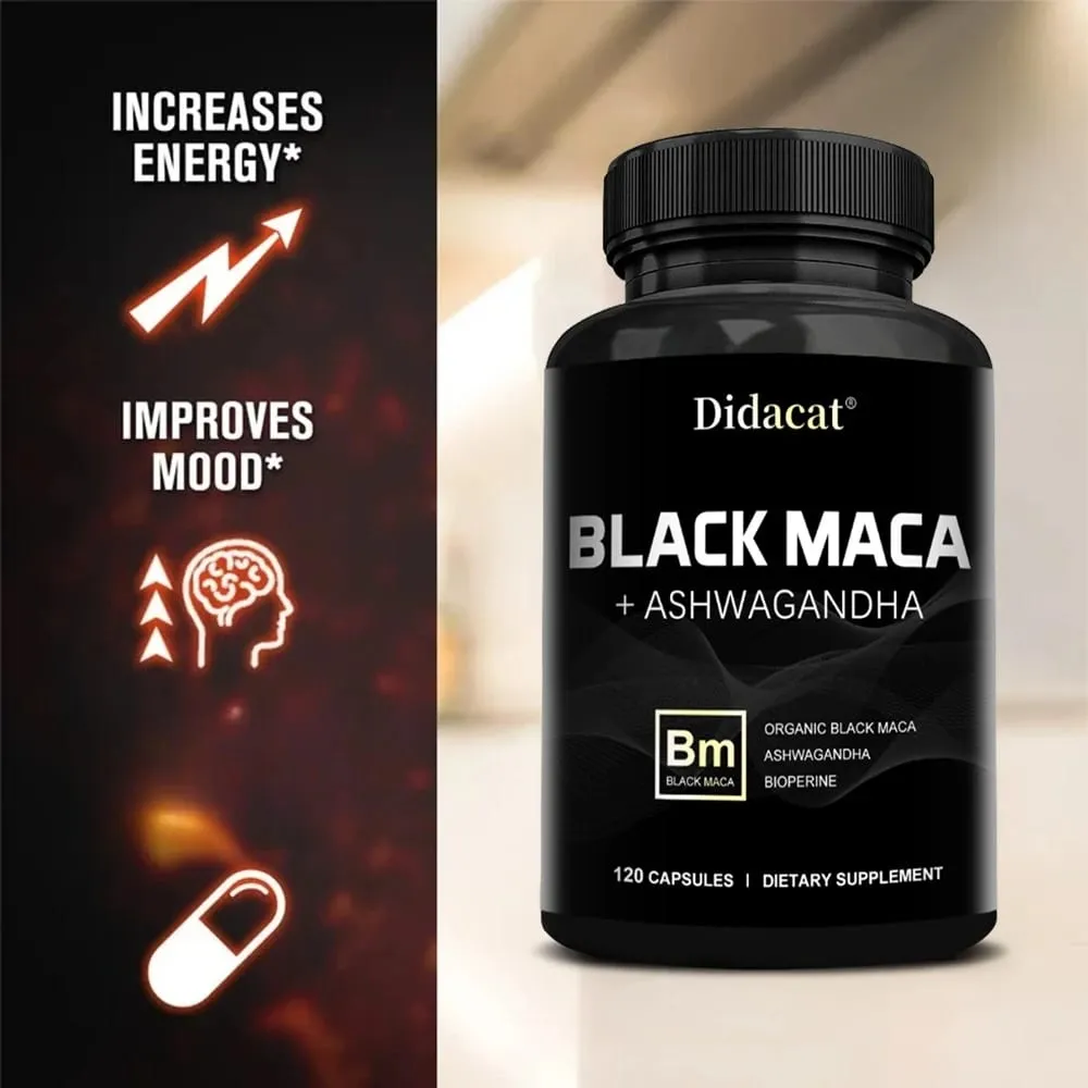 Organic Black Maca + Ashwagandha - High-concentration Black Maca Capsules for Men Supporting Strength Endurance and Vitality — image 2