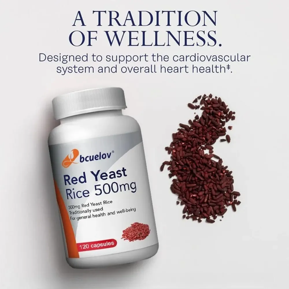 Red Yeast Rice Extract 500 Mg Vegetarian– Advanced Healthy Heart Formula for Cardiovascular Health Supplement
