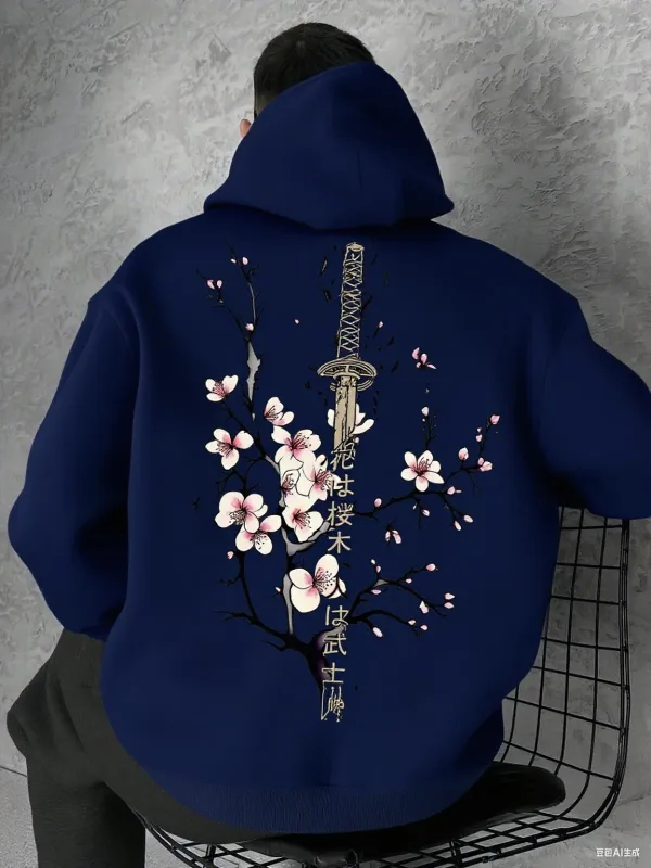 Japan Cherry Blossom Men Women Pullover Hoodie Street Casual Harajuku Y2K Retro Loose Sport Daily Autumn Winter Sweatshirt Top — image 1