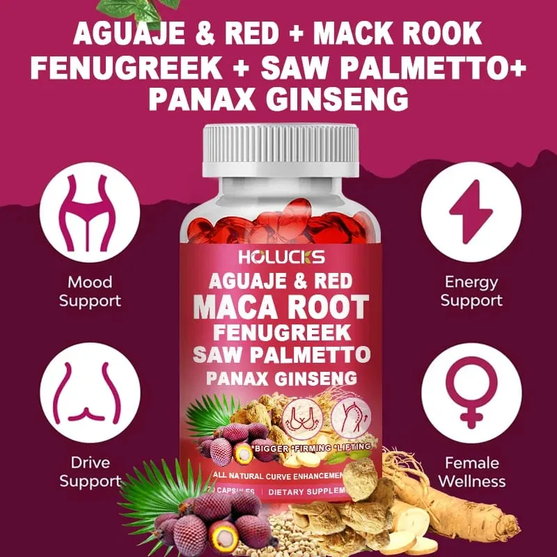Aguaje + Fenugreek Capsules Support Bigger Butt & Breast for Firming & Lifting with Maca Saw Palmetto Panax Ginseng — image 3