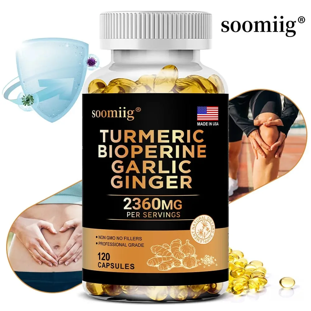 Turmeric Ginger Supplement with Garlic Curcumin Black Pepper Support Joint Health Promote Digestion and Boost Immune Health — image 1