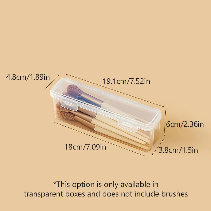 【B】Travel Portable Cosmetic Brush Storage Box Small Transparent Dust Cover For Powder Blusher Brush Eyeshadow Eyebrow Brushes