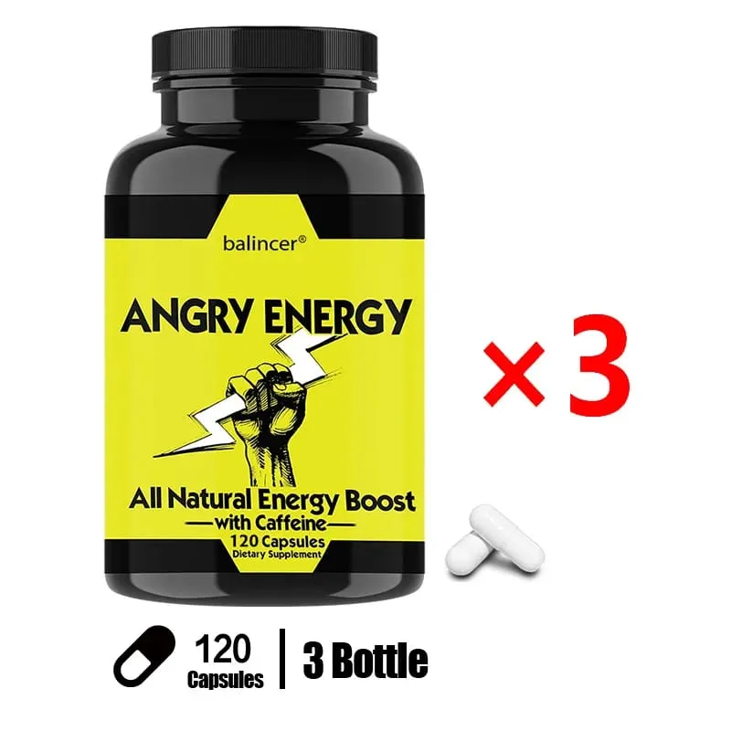 Angry Energy Caffeine Capsules Natural Non-GMO Increase Stamina and Focus Mind & Body Health — image 11