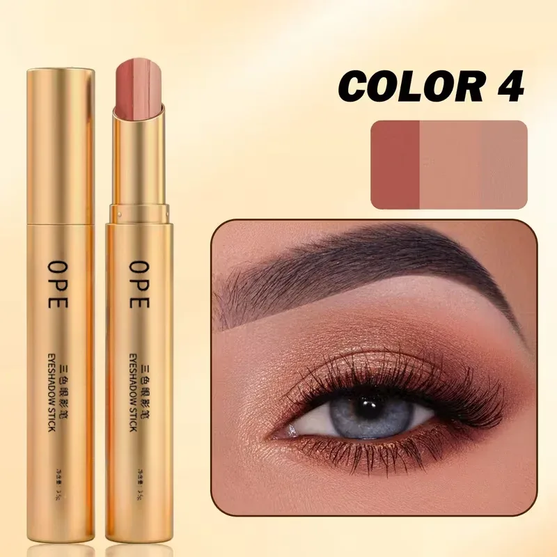 Glitter 3-Color Gradient Eyeshadow Stick Pencil Three Tone Shimmer Metallic Lazy Eye Shadow Pen Waterproof 3 in 1 Eye Makeup — image 9