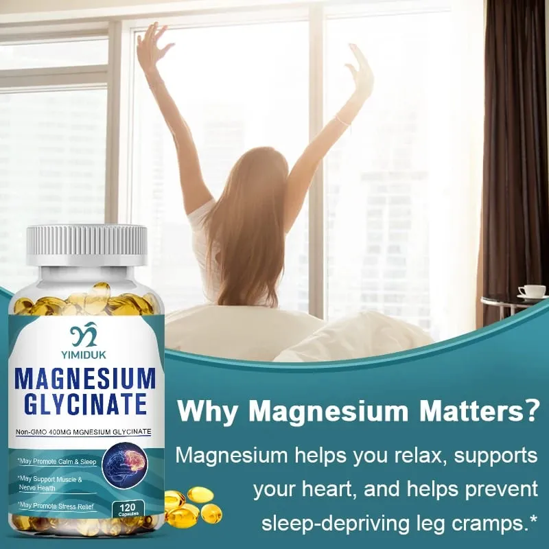 Magnesium Glycinate Capsules 400mg High Absorption Bone Support Health Care Mineral Supplement Promotes Muscle Gel 120 Capsules — image 5