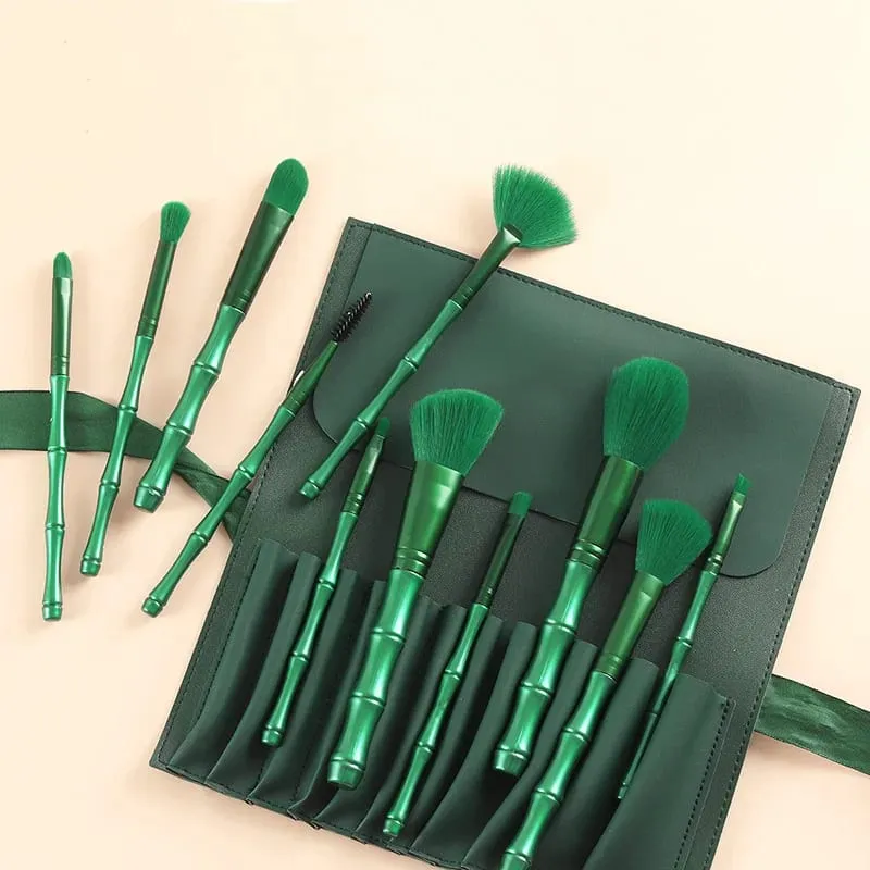 11Pcs Bamboo Makeup Brushes Kit Soft Dense Hair Multifunctional Brush Set Foundation Face Powder Eyeshadow Blush — image 1