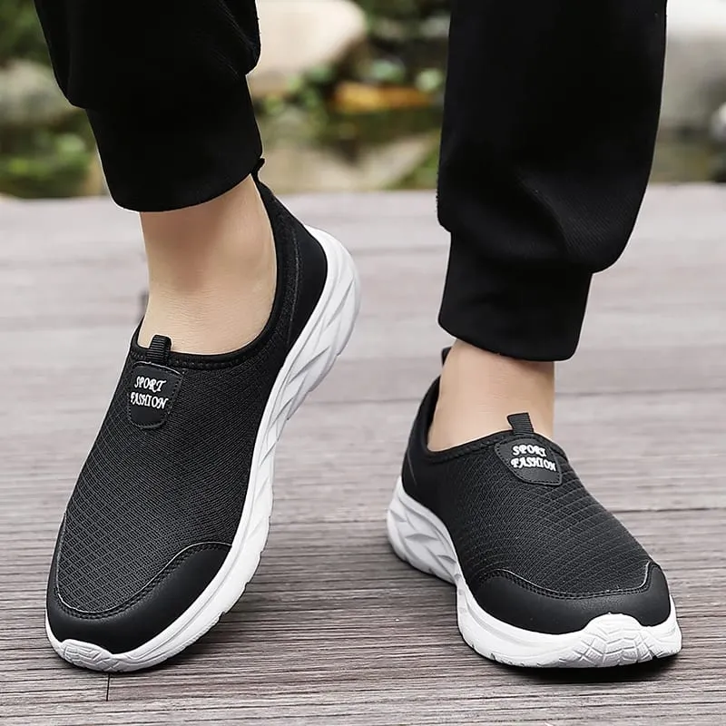 2023 lekkie męskie buty w stylu casual oddychające wsuwane męskie trampki antypoślizgowe męskie mieszkania buty do chodzenia na świeżym powietrzu rozmiar 40-47 — image 6