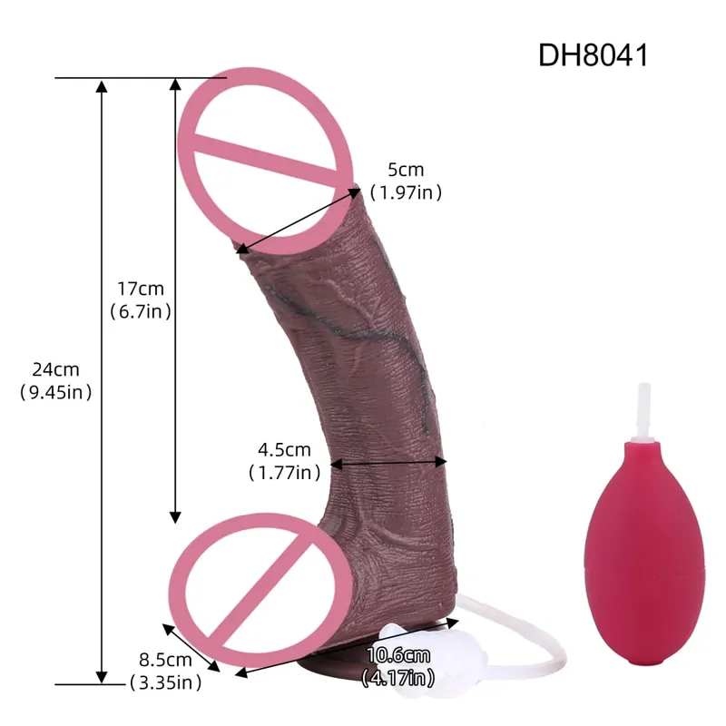 Silicone Lifelike Double Layers Ejaculating Penis Squirting Long Dildo With Sucker Anal Sex Toys For Men Women Masturbator — image 15