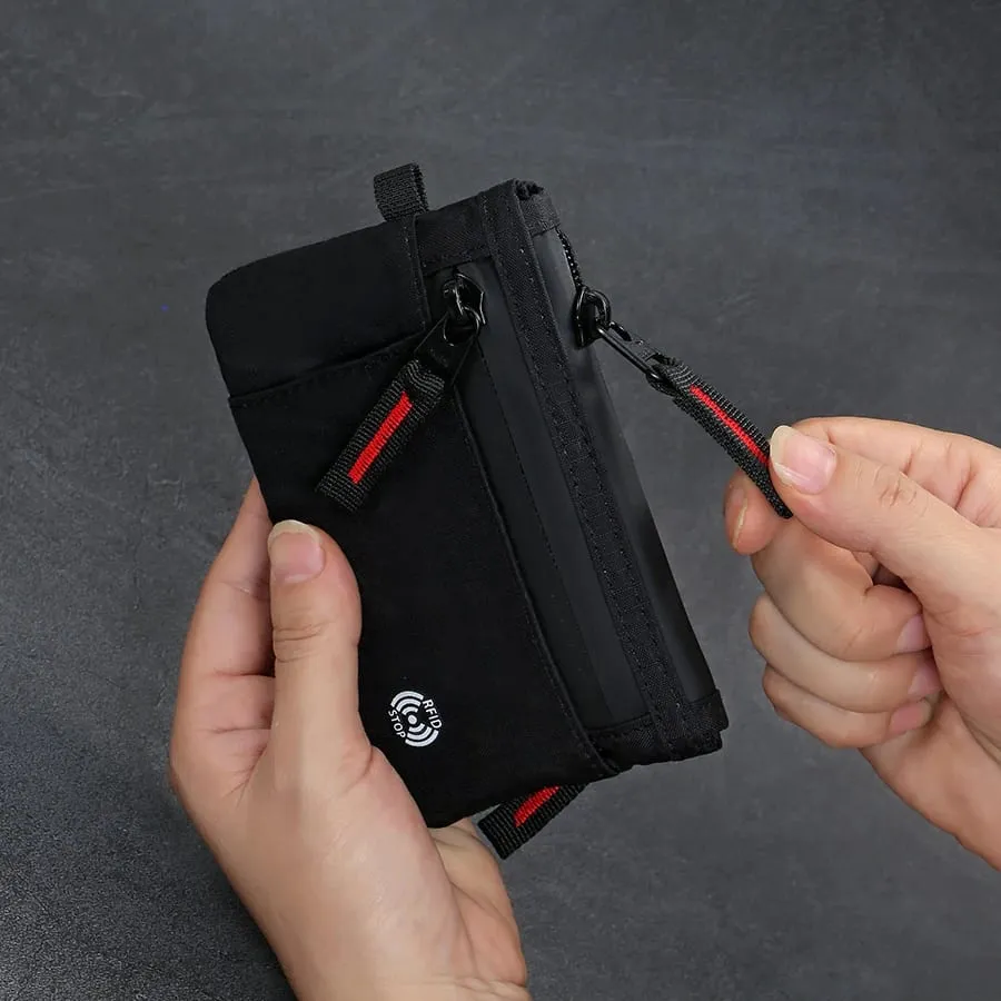 Luxury Rfid Credit Card Holder Anti Theft Slim Key Card Case with Carabiner Nylon Coin Purse Male Purse — image 3
