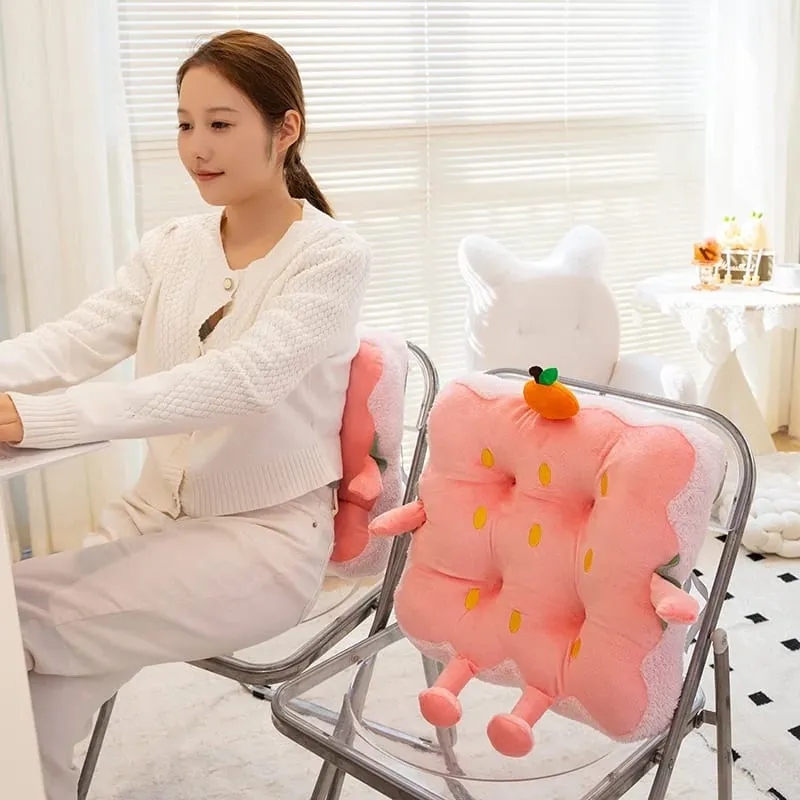 40cm Cute Strawberry Seat Cushion Fruit Pink Strawberry Soft Plush Stuffed Chair Mat For Office Sofa Living Room Home Couch — image 8
