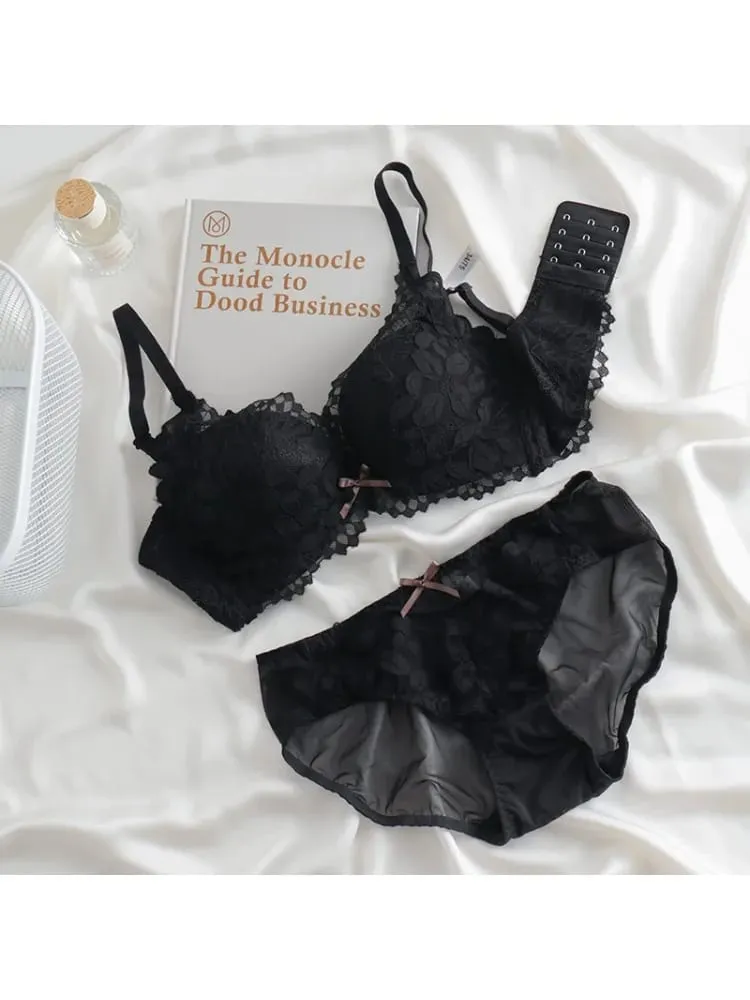 Push Up Bra for Small Breasts Lift & Gather Unpadded Lace Bra Set Adjustable Anti-Sagging Wireless Comfort Luxury Lingerie — image 6