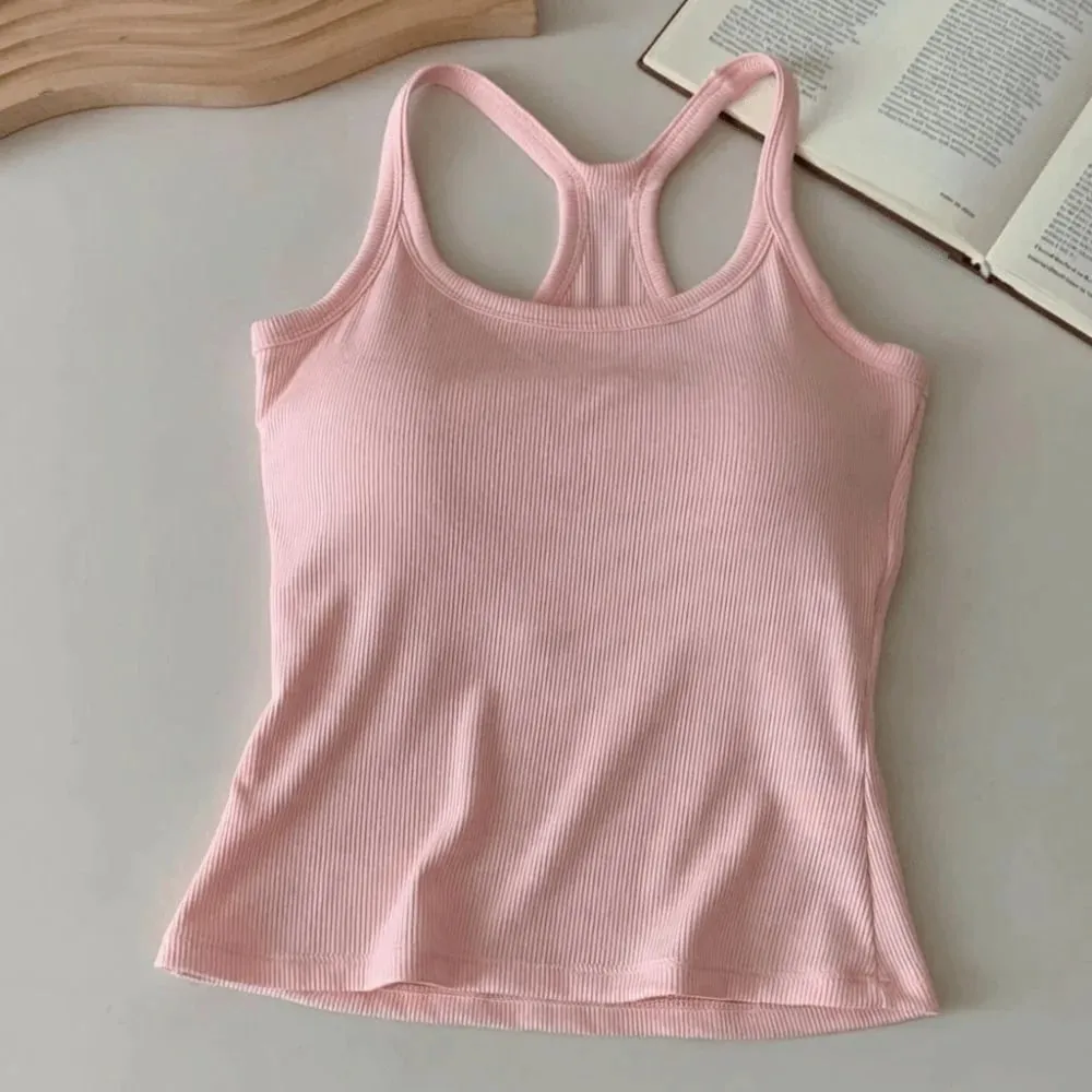 Wide Shoulder Straps Hollow Vest Comfortable H-Shaped Back Breast Small Camisole Slim Design Elastic Thin Tank Tops — image 12