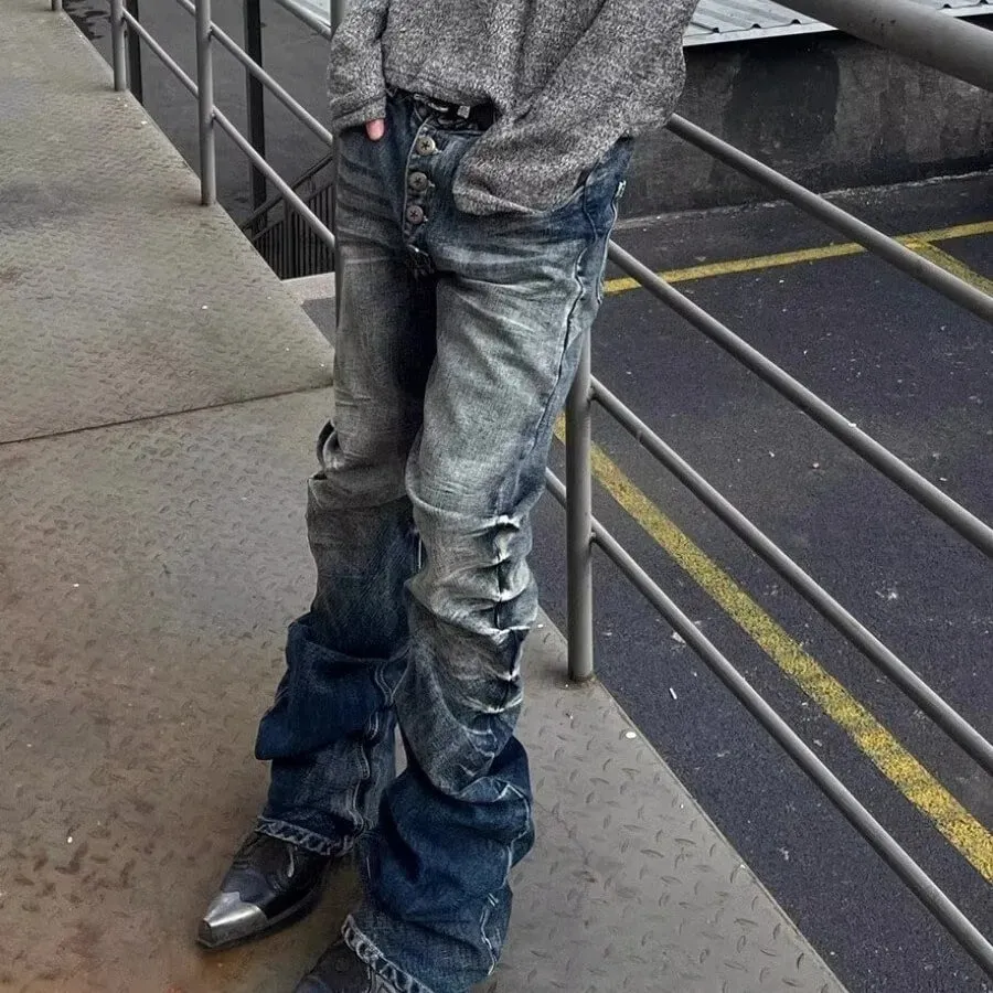 European American New Fashion Men's Slim Casual Trendy Simple Basic Denim Trousers Male Daily High Street Jeans Pants Clothes