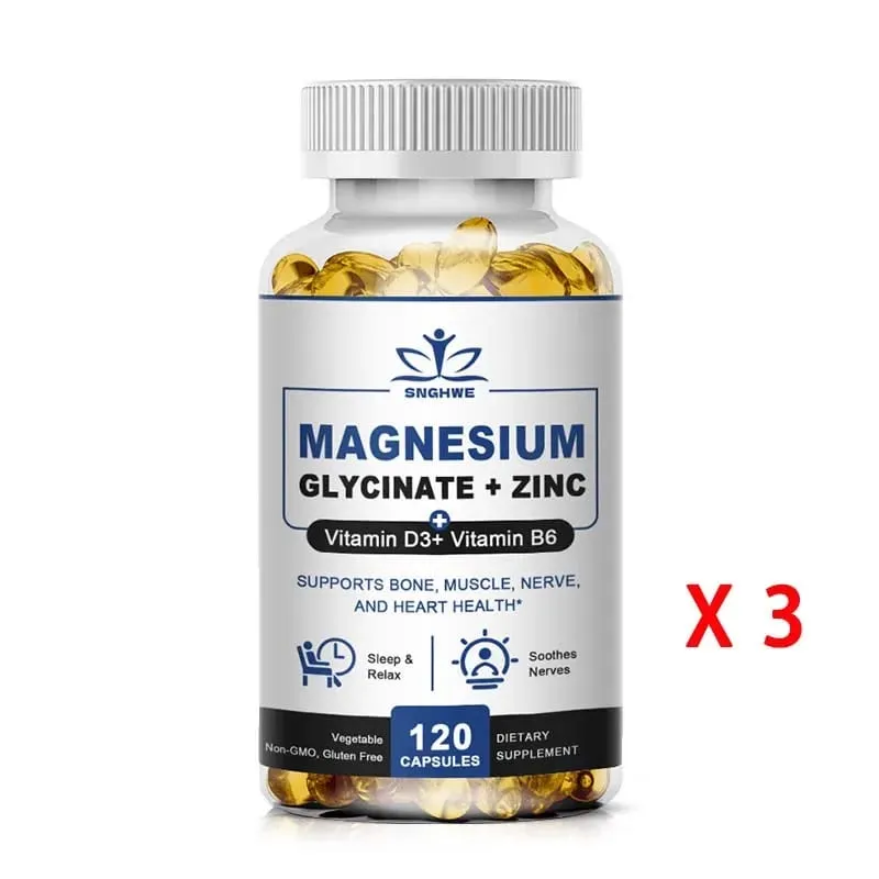Magnesium & zinkkapslar för muskelled benenzym & hjärthälsa Vila & avkoppling Magnesiumglycinattillskott — image 11