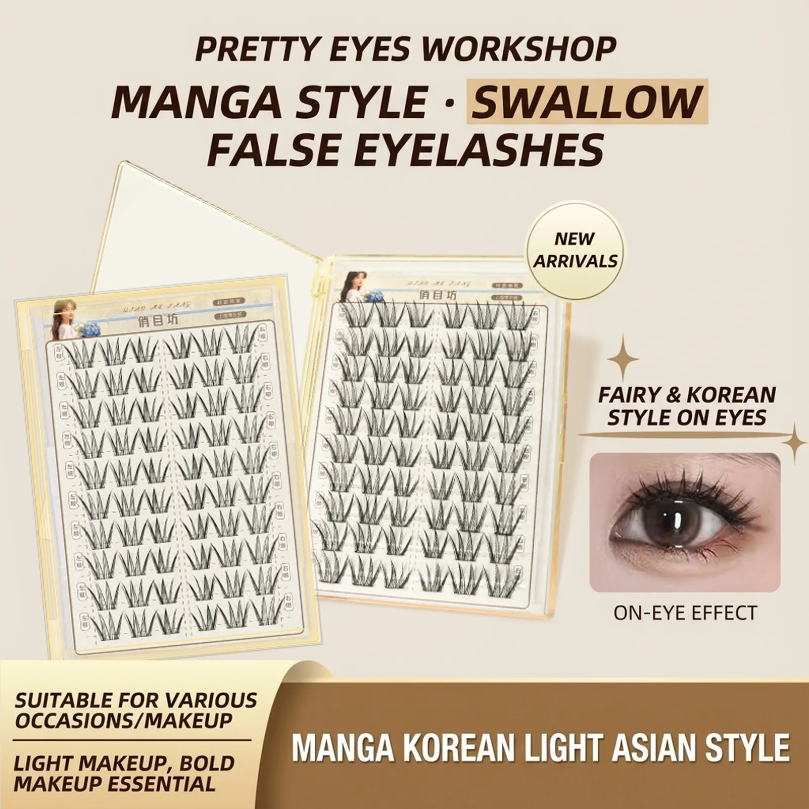 10 Rows Korean Asian Style False Eyelashes Natural Look Lightweight Comic-style Fake Eyelash For Perfect Daily Stage Eye Makeup — image 4