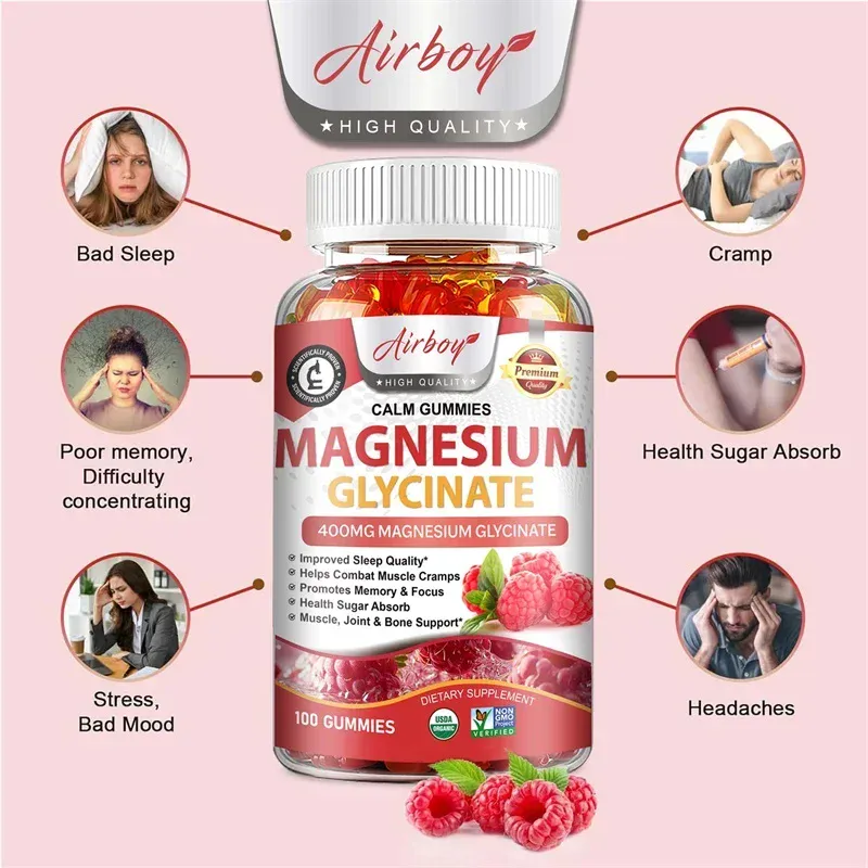 Magnesium Glycinate Gummies - Hjärnhälsa stärker muskler och ben Förbättrar sömn Slappna av nerver — image 4