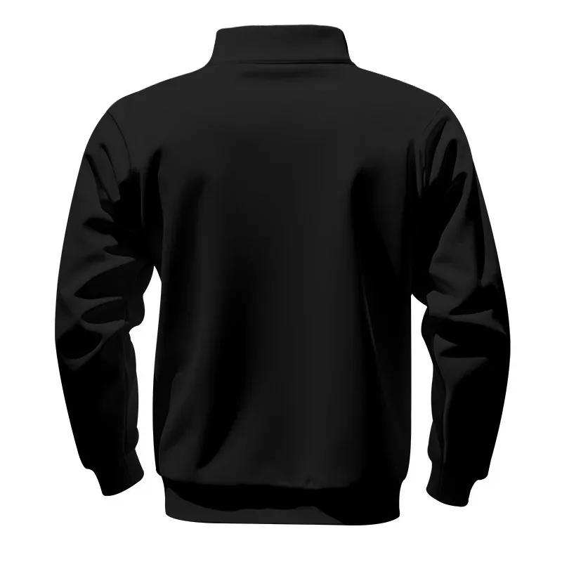 American autumn and winter heavy fleece long-sleeved men's sweater half zipper loose stand-up collar pullover men's sweater — image 15