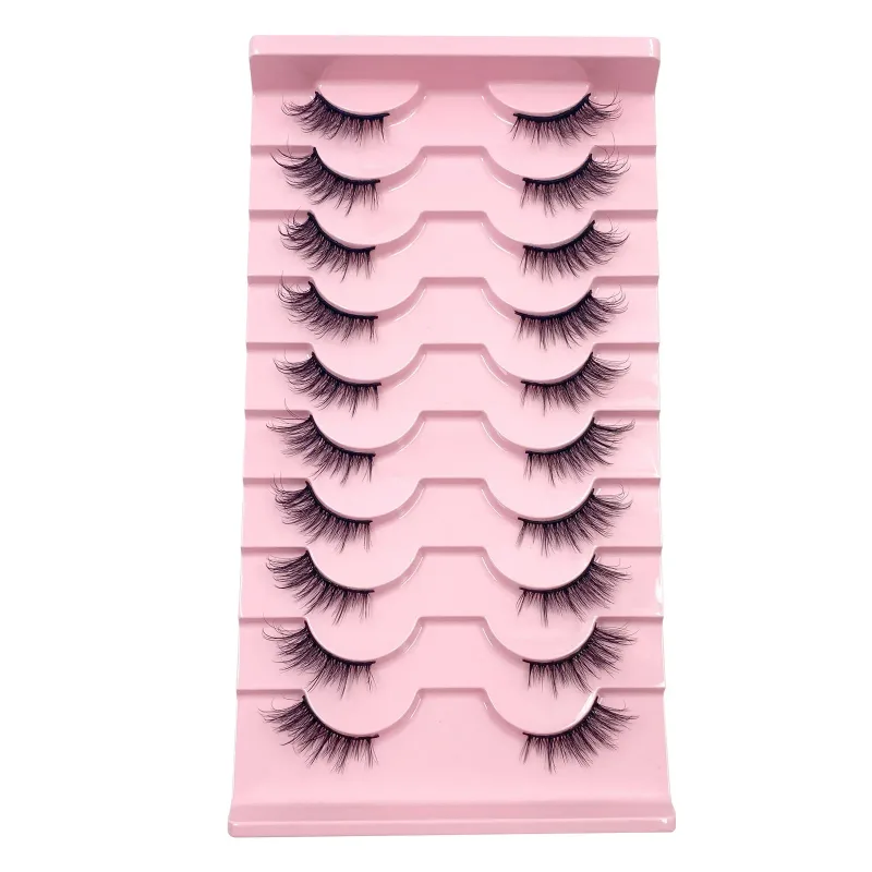 3D Cat Eye Lashes Half Eyelashes 10Pairs Half Lashes Natural Clear Stem False Eyelash Extension Makeup Faux Cils maquiag — image 16