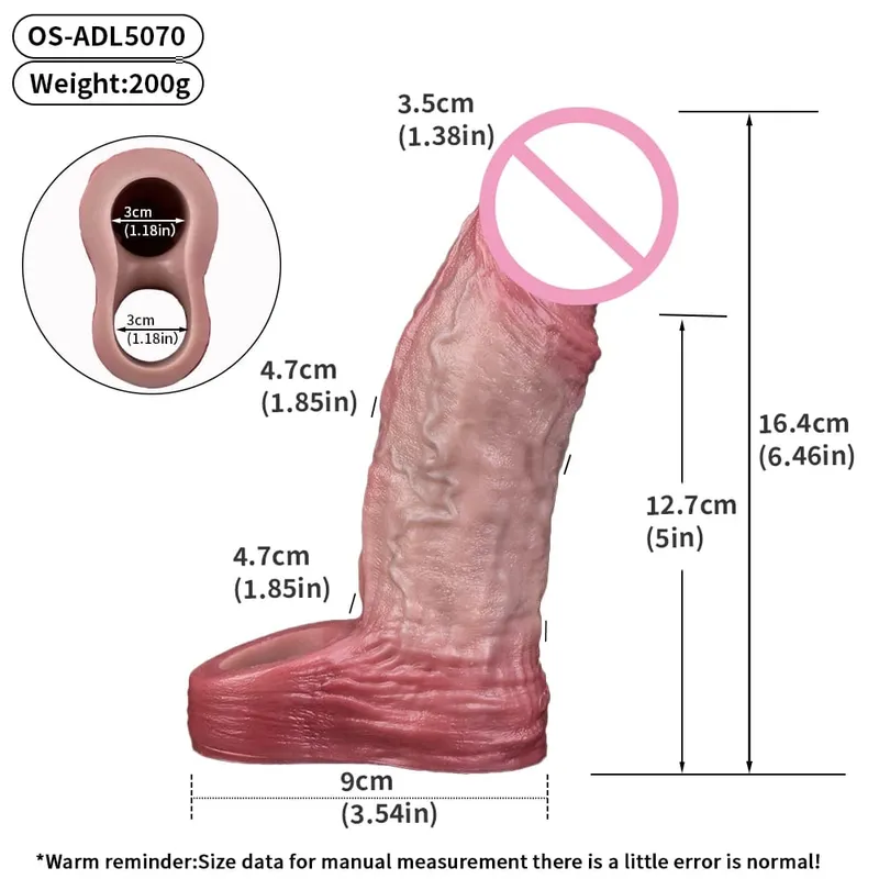 7.2in Realistic Penis Sleeve Reusable Penis Sleeve with Cock Ring Silicone Penis Enlarger Sleeve Male Adult Sex Toy for Men — image 28