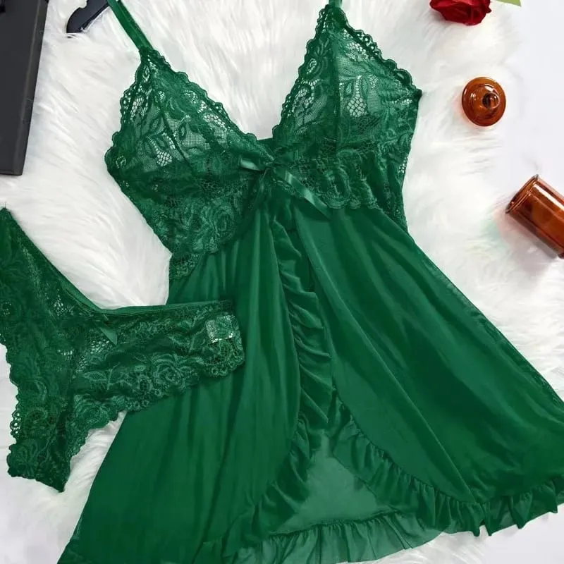 A Set Of Woman Underwear Nightgown Thong Sets Plus Size Suspender Lace Lingerie Sexy Accessories Erotic Bra Nightdress — image 6