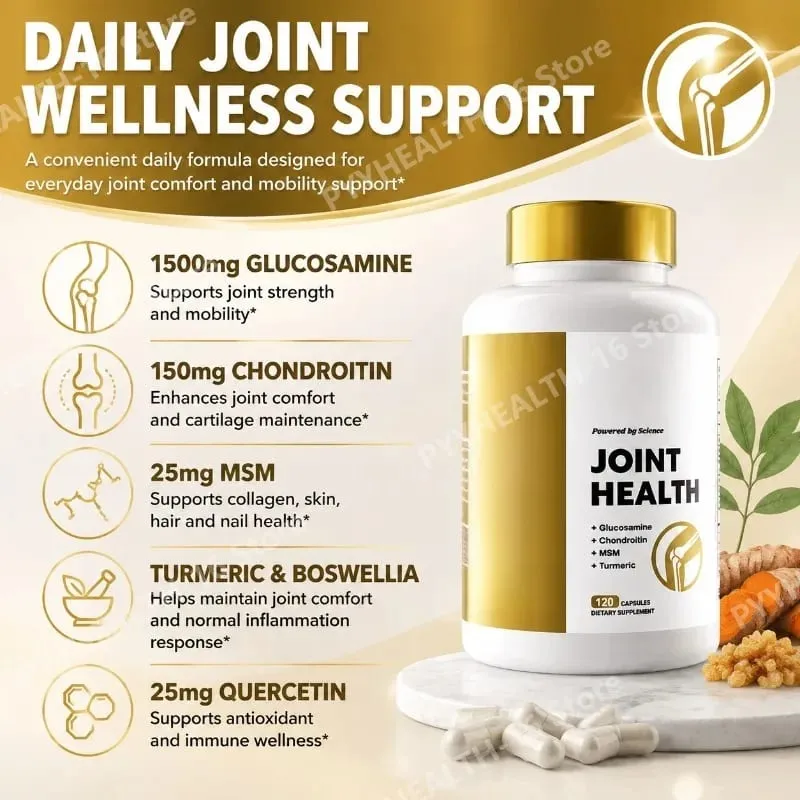 Joint Health Capsules with Glucosamine Sulfate Chondroitin Sulfate MSM Turmeric Boswellia Extract Mobility Support 120 Capsules — image 5