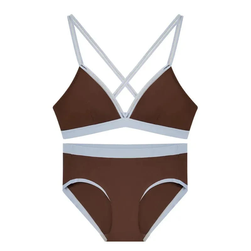 Deep V Triangle Bra for Women Small Bust Slight Gather Thin Strap Beauty Back French Style Seamless Light Soft Lingerie 32-38AB — image 12
