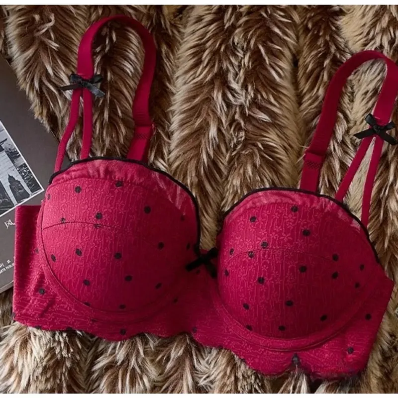 Women Lace Demi Cup Bra Set Push Up Small Bust Upper Support Anti Sagging Elegant Back 2Pcs Intimate Lingerie Daily Underwear — image 5